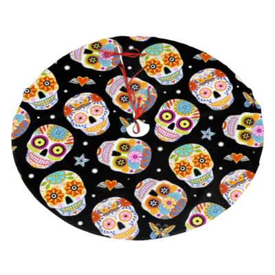 Sugar Skulls Butterfly Christmas Tree Skirt
