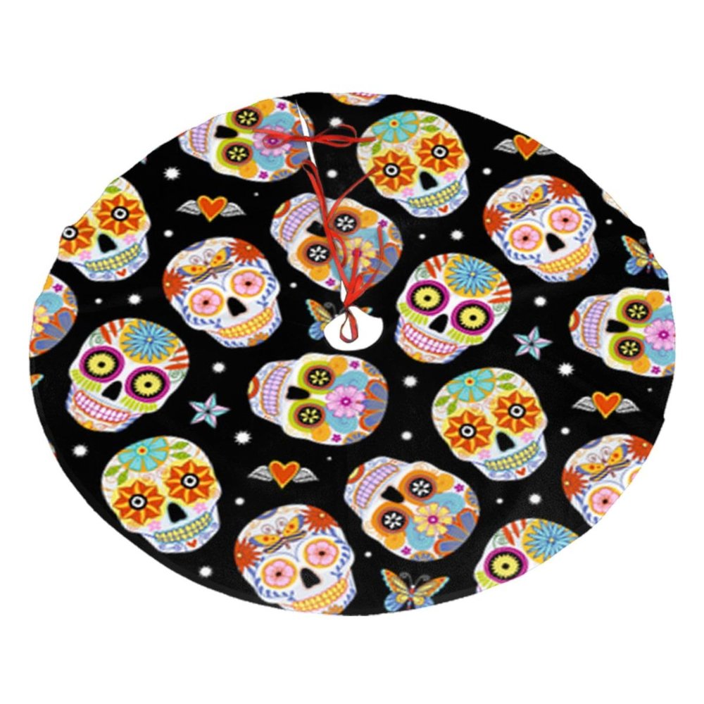 Sugar Skulls Butterfly Christmas Tree Skirt