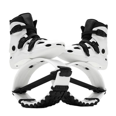 EvikoO Kangaroo Bounce Shoes, Indoor/Outdoor Aerobic Fitness Jumping Shoes, Non-Slip, Wear-Resistant, Adjustable Bounce Boots (Black + White 1, Large)