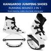 EvikoO Kangaroo Bounce Shoes, Indoor/Outdoor Aerobic Fitness Jumping Shoes, Non-Slip, Wear-Resistant, Adjustable Bounce Boots (Black + White 1, Large) view 2