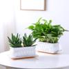 DSHUB Rectangular Ceramic Pots for Succulents and Plants view 3