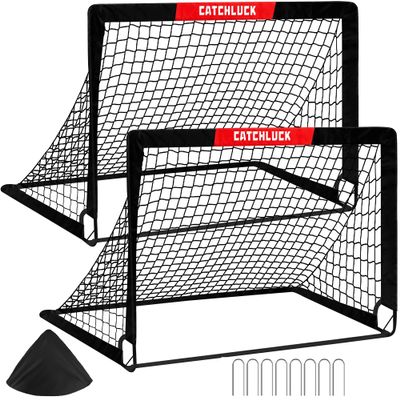 CATCHLUCK Kids' Soccer Goals for Backyard, 100x80/120x90 cm, 2-Pack with Carry Bag