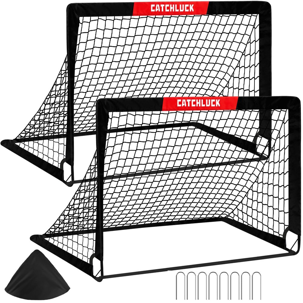 CATCHLUCK Kids' Soccer Goals for Backyard, 100x80/120x90 cm, 2-Pack with Carry Bag