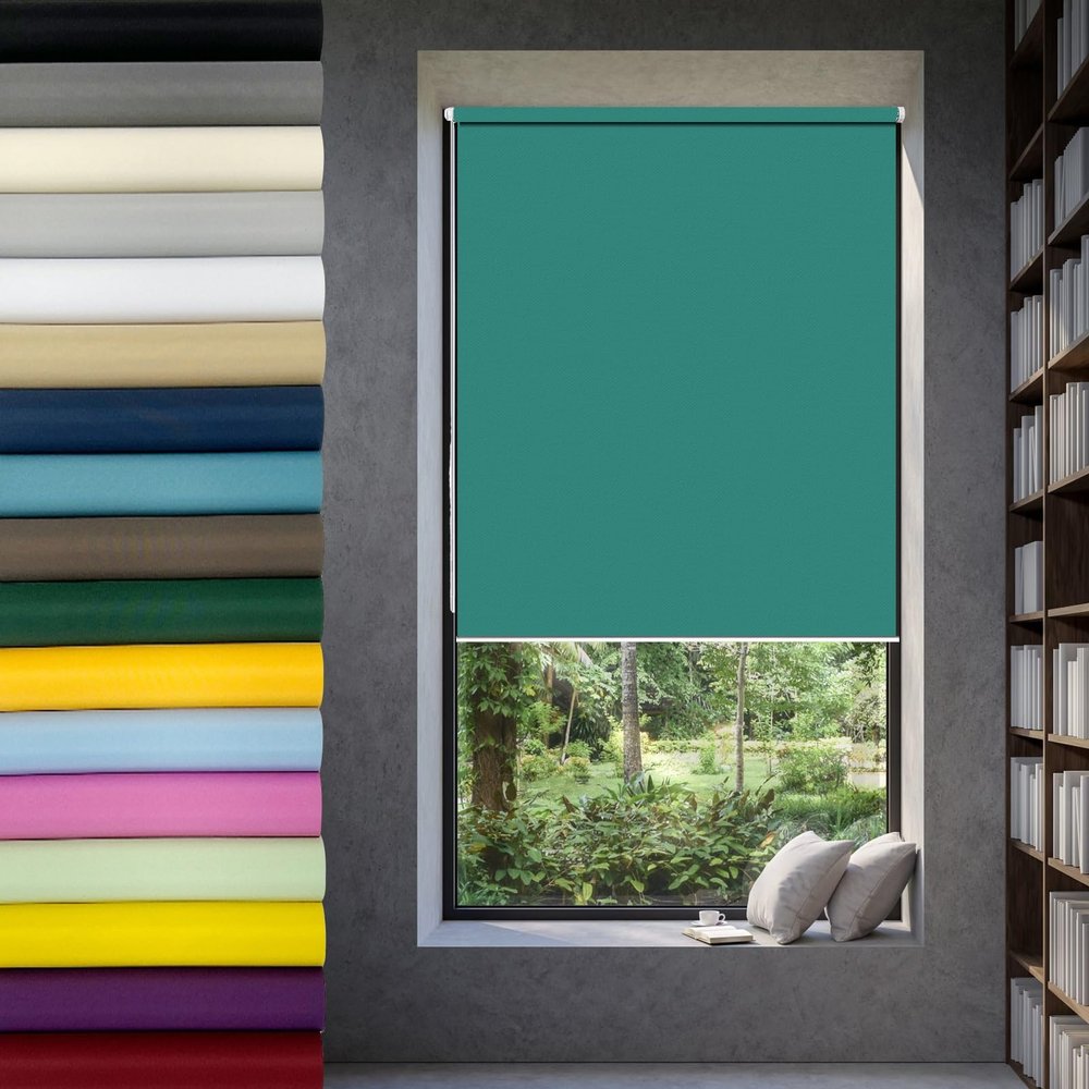 Dual Roller Blind, No Drilling, 60 x 90 cm, Sky Blue