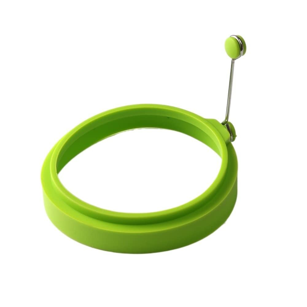 THRAKI Silicone Egg Ring for Eggs, Omelets, Pancakes and Burger Patties (Red; Color: Green)