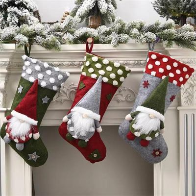 3-Piece Set Christmas Stockings, 26 x 47 cm, Gnome Design
