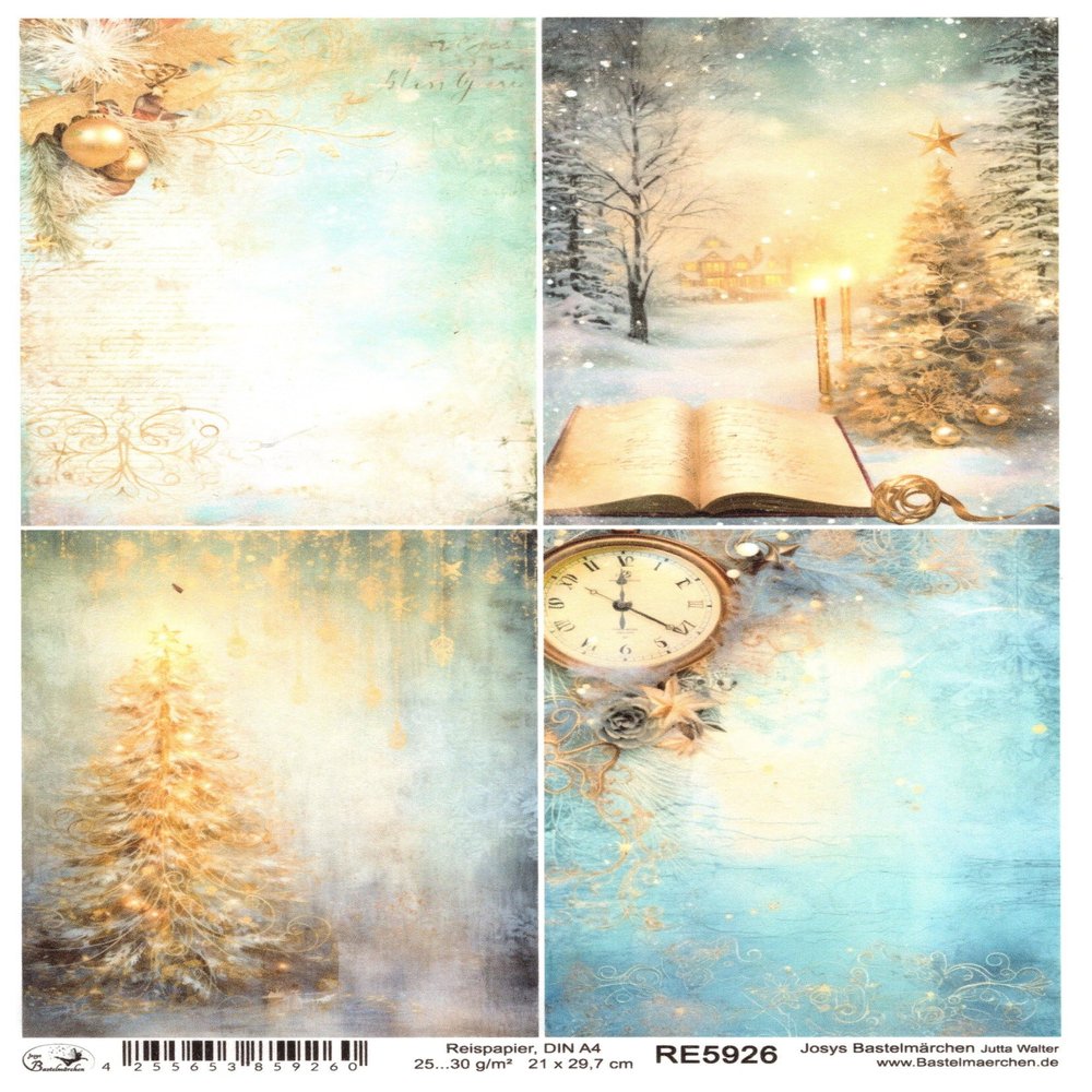 Josy's Bastelmärchen A4 Rice Paper, Straw Silk, Christmas Vintage Shabby, RE5926