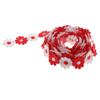 Set of 5 Daisy Embroidered Lace Trims, 2.7 m x 25 mm, Red view 3