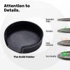 PU Leather Drink Coasters with Holder, 6-Piece Set, 4 in. Round view 4