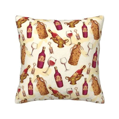 DOFFO Red Wine Print Fall Throw Pillow Covers, 20 x 20 in, Soft Corduroy Decorative Cushion Cases