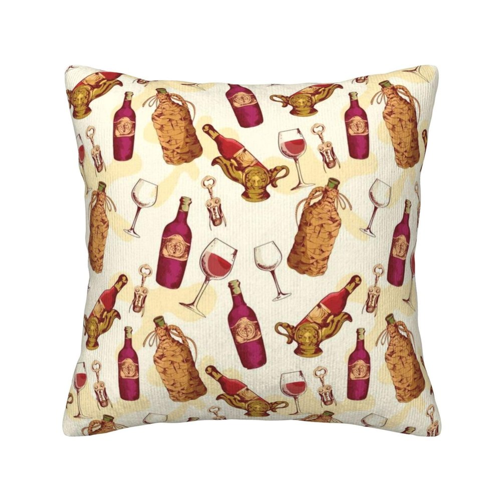 DOFFO Red Wine Print Fall Throw Pillow Covers, 20 x 20 in, Soft Corduroy Decorative Cushion Cases