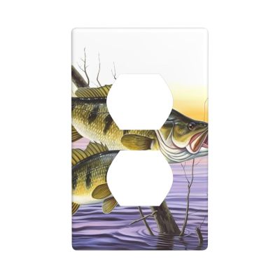Bass Fish Print Wall Plate Cover, Heat-Resistant, Fade-Resistant, 11.4 x 7 cm