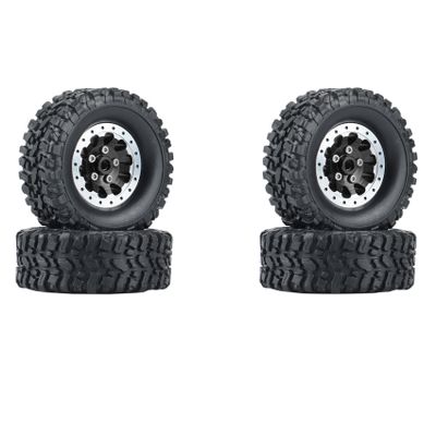 Bumdenuu 4-Piece Metal Beadlock Wheel Hub, Rim, and Rubber Tire Set for WPL C14, C24, B14, B24, B36, MN D90, and MN99S RC Cars