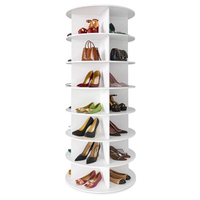 SpaceAid 7-Tier Rotating Shoe Rack, 360-Degree Lazy Susan, White
