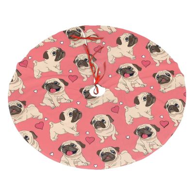 Funny Cartoon Pug Puppy Christmas Tree Skirt