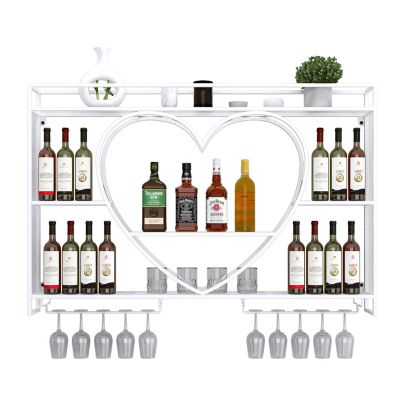 3-Tier Wall-Mounted Wine Rack, White Metal Bottle Holder