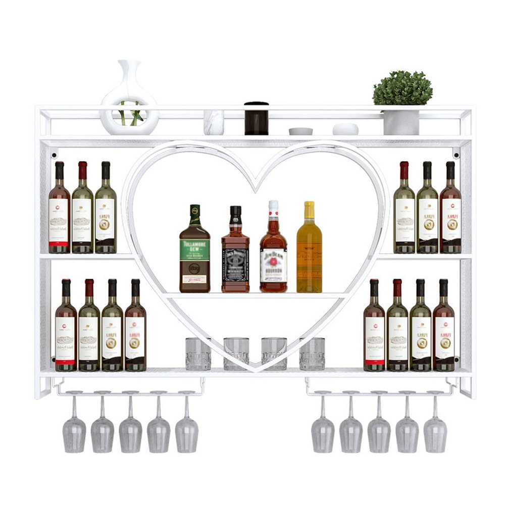 3-Tier Wall-Mounted Wine Rack, White Metal Bottle Holder
