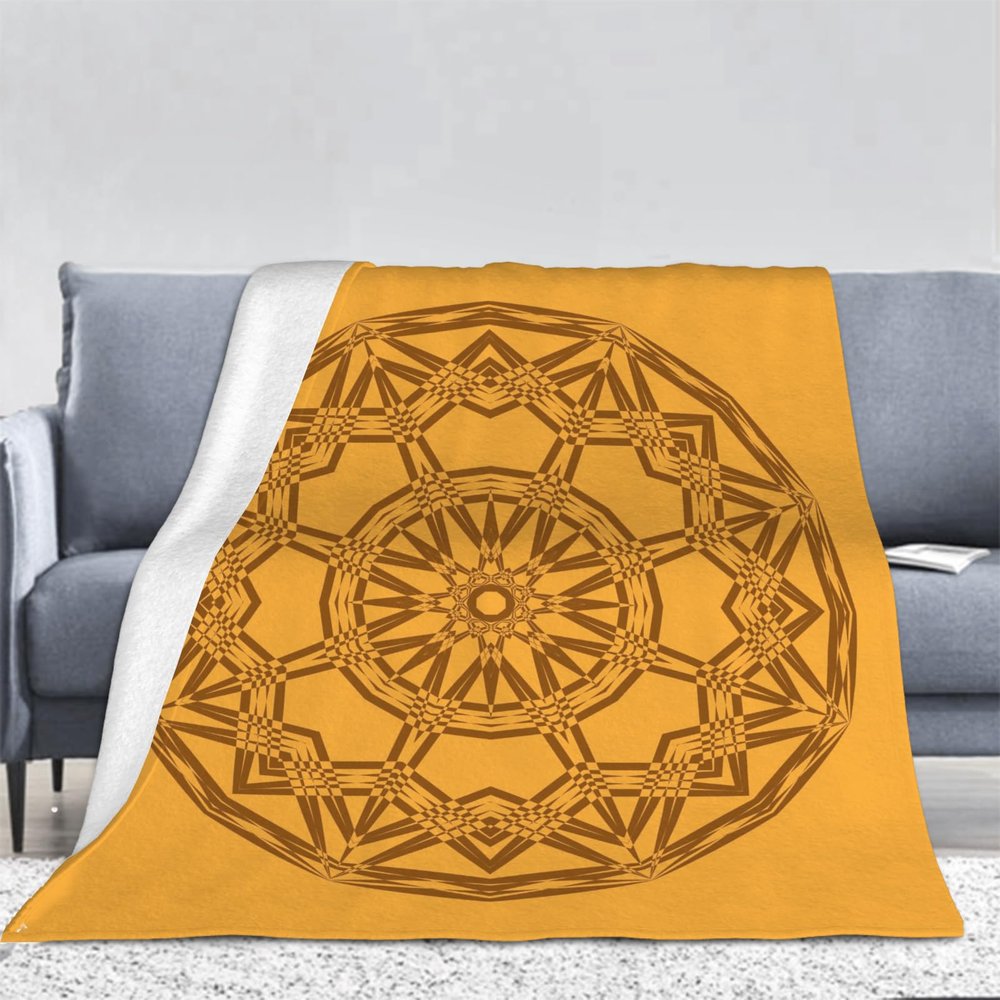 3D Tribal Exotic Fleece Throw Blanket, Burnt Orange, 130 x 150 cm