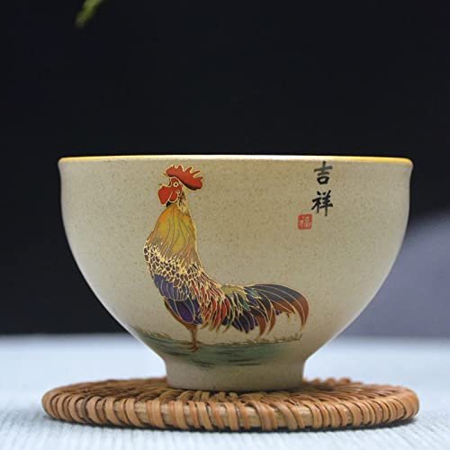 Hand-Painted Rooster Ceramic Tea Cup, A1, 7.8 × 5 cm