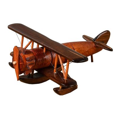 Retro Vintage Wooden Airplane Model Decor