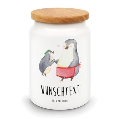 Mr. & Mrs. Panda Personalized Tea Canister – Penguin with Child