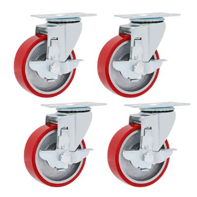 Heavy-Duty Swivel Casters with Brakes, 3 in, 4-Pack