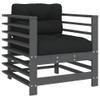 GuyAna Garden Chairs with Cushions, 2-Piece Set, Gray, Solid Pine view 3