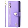 SLLMYYX Wallet Case Compatible with TCL 40 SE, Durable PU Leather Flip Case with Wrist Lanyard, Zipper Pocket and 9 Card Slots, Purple view 1