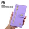 SLLMYYX Wallet Case Compatible with TCL 40 SE, Durable PU Leather Flip Case with Wrist Lanyard, Zipper Pocket and 9 Card Slots, Purple view 2