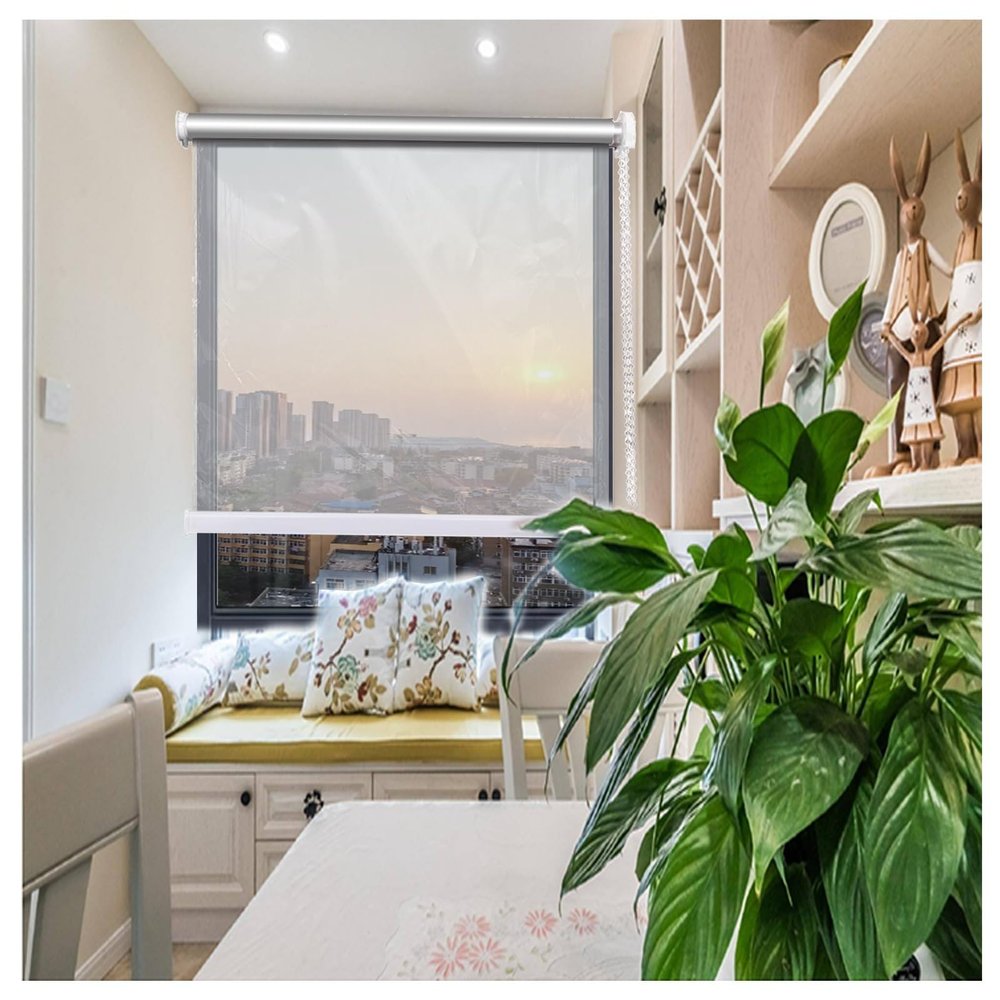 Transparent PVC Roller Blind, Rainproof, W51.1 x H59 in