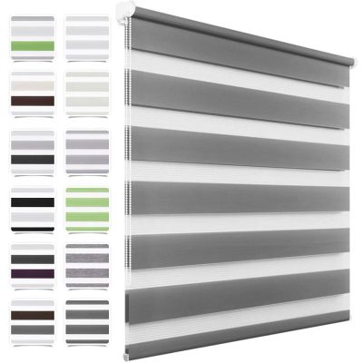 MupFup Dual-Layer Roller Blind, No-Drill Clip-Fix, 30 x 160 cm, Anthracite