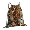 KoNsev Cute Penguin Print Drawstring Backpack, Waterproof Gym Bag for Unisex, Leopard Pattern, One Size view 2