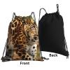KoNsev Cute Penguin Print Drawstring Backpack, Waterproof Gym Bag for Unisex, Leopard Pattern, One Size view 3