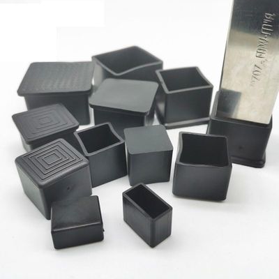Black PVC Square Chair Leg Caps, 12-Pack, 40 x 40 mm