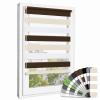 ibobu Double Roller Blind, No-Drill Clamp Mount, White Beige Brown, 85 x 220 cm view 1