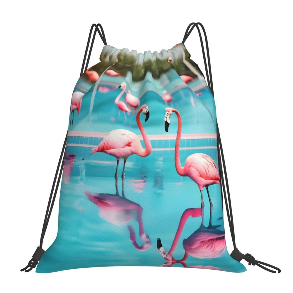 KoNsev San Francisco Flamingo Drawstring Backpack