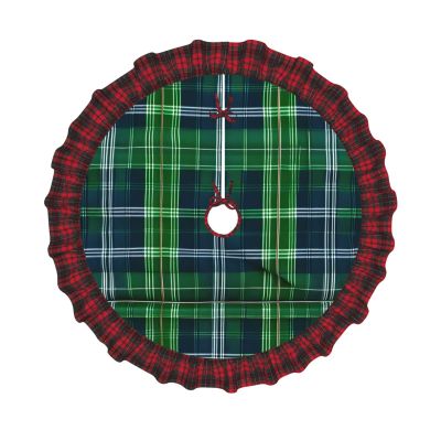 Blue Scottish Tartan Christmas Tree Skirt, Elegant and Durable Decorative Mat