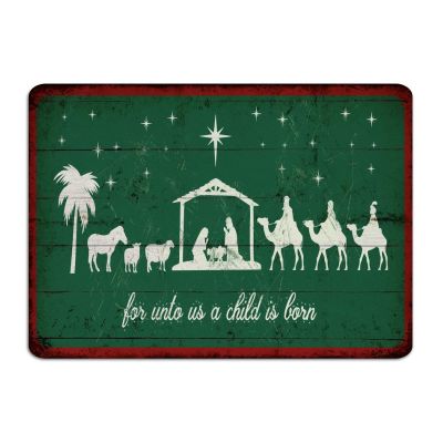 Decorative Metal Tin Sign “Merry Christmas Oh Holy Night” – Retro Christian Wall Decor