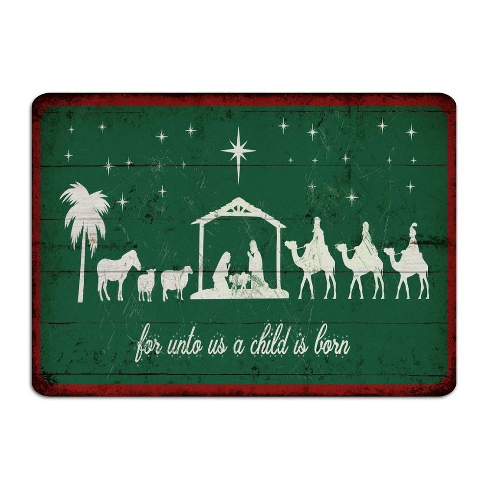 Decorative Metal Tin Sign “Merry Christmas Oh Holy Night” – Retro Christian Wall Decor