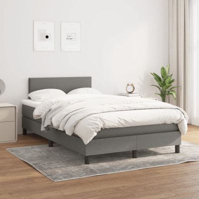 SECOLI Upholstered Bed 120x200 cm with Mattress, Slatted Base, Dark Gray Fabric, Type 3