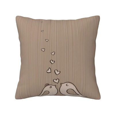 DEHIWI Love Birdie Stripe Throw Pillow Covers, 12 x 12 in, Soft Cozy Decorative Cushion Covers