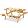 Jeiento Fall Picnic Table and Bench Fitted Cover Set with Elastic Bands, 3-Piece, Dwarf Harvest Pumpkin Maple Leaf Thanksgiving Camping view 1