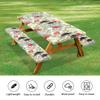 Jeiento Fall Picnic Table and Bench Fitted Cover Set with Elastic Bands, 3-Piece, Dwarf Harvest Pumpkin Maple Leaf Thanksgiving Camping view 3