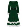 Women's Christmas Long-Sleeve Hooded Dress with Vintage Christmas Tree Print view 1