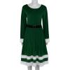 Women's Christmas Long-Sleeve Hooded Dress with Vintage Christmas Tree Print view 2