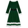 Women's Christmas Long-Sleeve Hooded Dress with Vintage Christmas Tree Print view 3