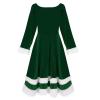 Women's Christmas Long-Sleeve Hooded Dress with Vintage Christmas Tree Print view 4