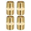 PATIKIL 4-Pack Brass Hex Nipple Pipe Fittings, Thread Adapters view 1