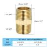 PATIKIL 4-Pack Brass Hex Nipple Pipe Fittings, Thread Adapters view 2