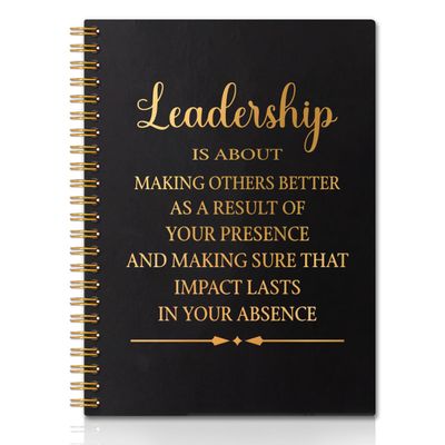QYUVK Leadership Is About Making Others Better Gold Foil Hardcover Spiral Notebook, 160 Pages, Blank, Leader Appreciation Gift